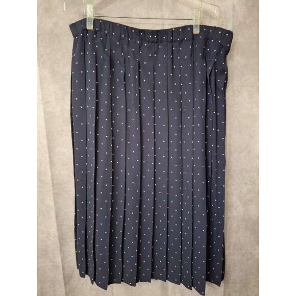 Vtg Susan Bristol Pleated Polka Dot Midi Skirt Plus Sz 2x/3x Pull On Classic 80s - Picture 1 of 7